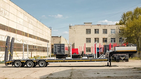 Низкорамный полуприцеп-тяжеловоз САВ 93183R (536062) г/п 40-45 тн, 3 оси, мехтрапы