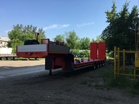 Низкорамный полуприцеп-тяжеловоз САВ 93184E5 (538045) г/п 49 тн, 4 оси, гидротрапы